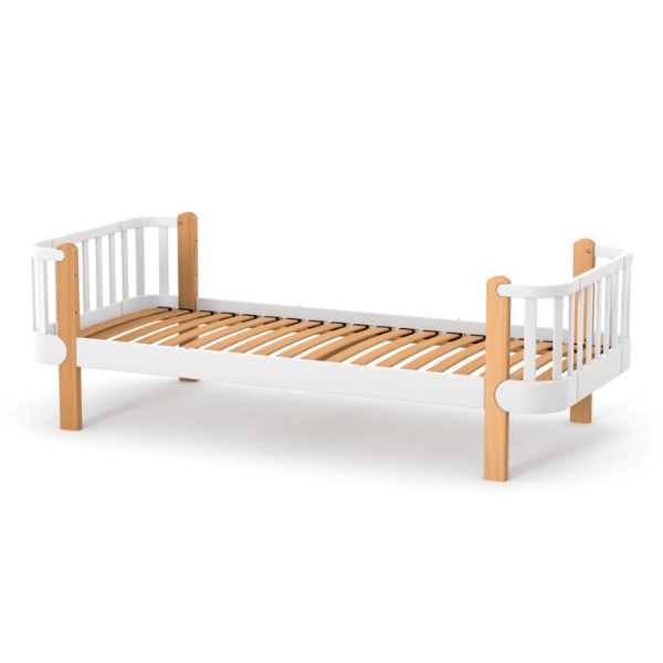 Jednolůžková postel Zukko Gekko 190x80. Bílá / Přírodní buk